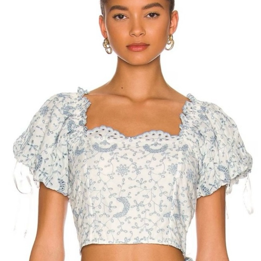 LOVESHACKFANCY
Melina cropped broderie anglaise top 8